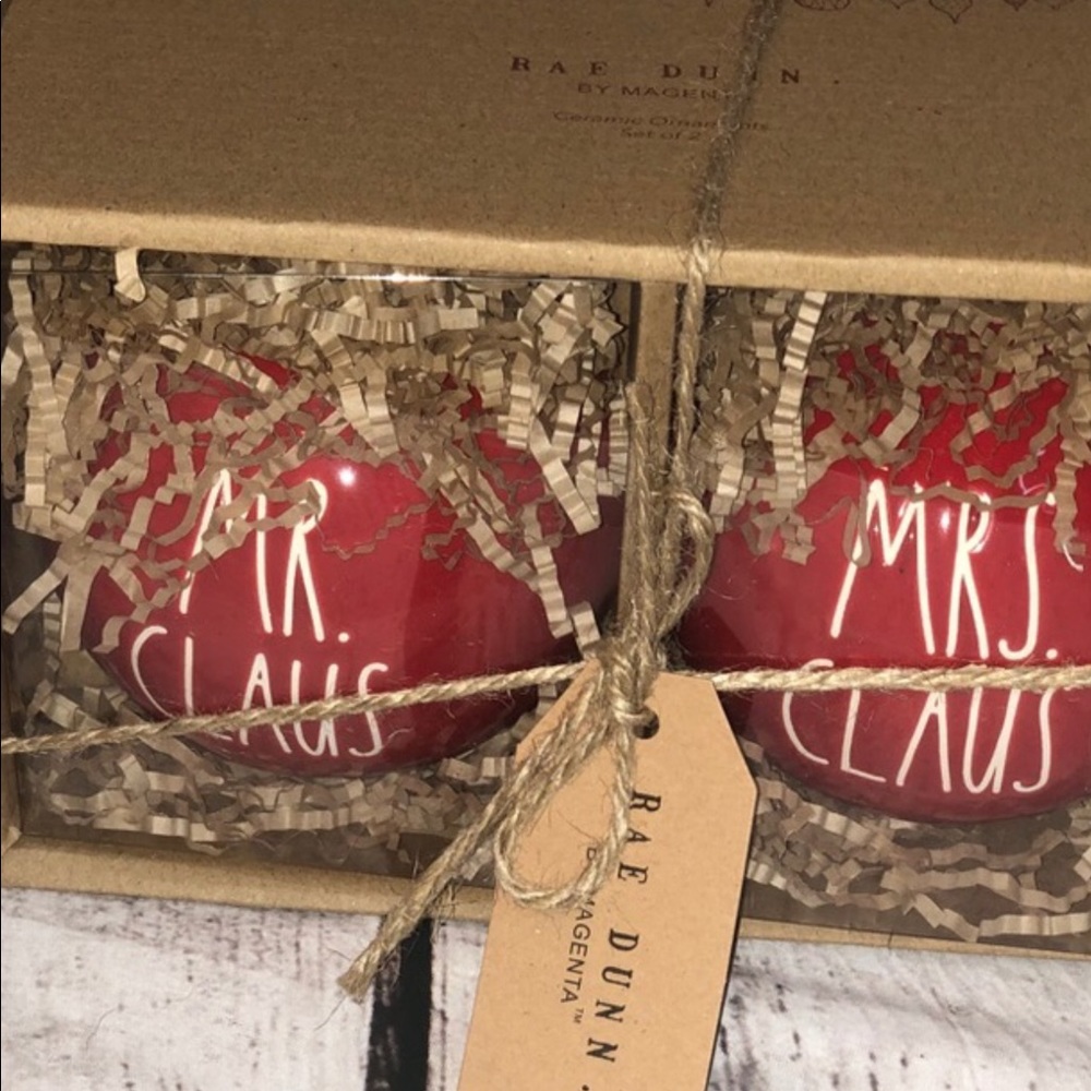 2 RAE DUNN Ornaments mr and Mrs claus